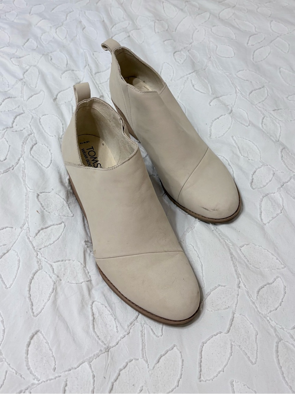 TOMS Beige/Cream Slip-On Ankle Booties